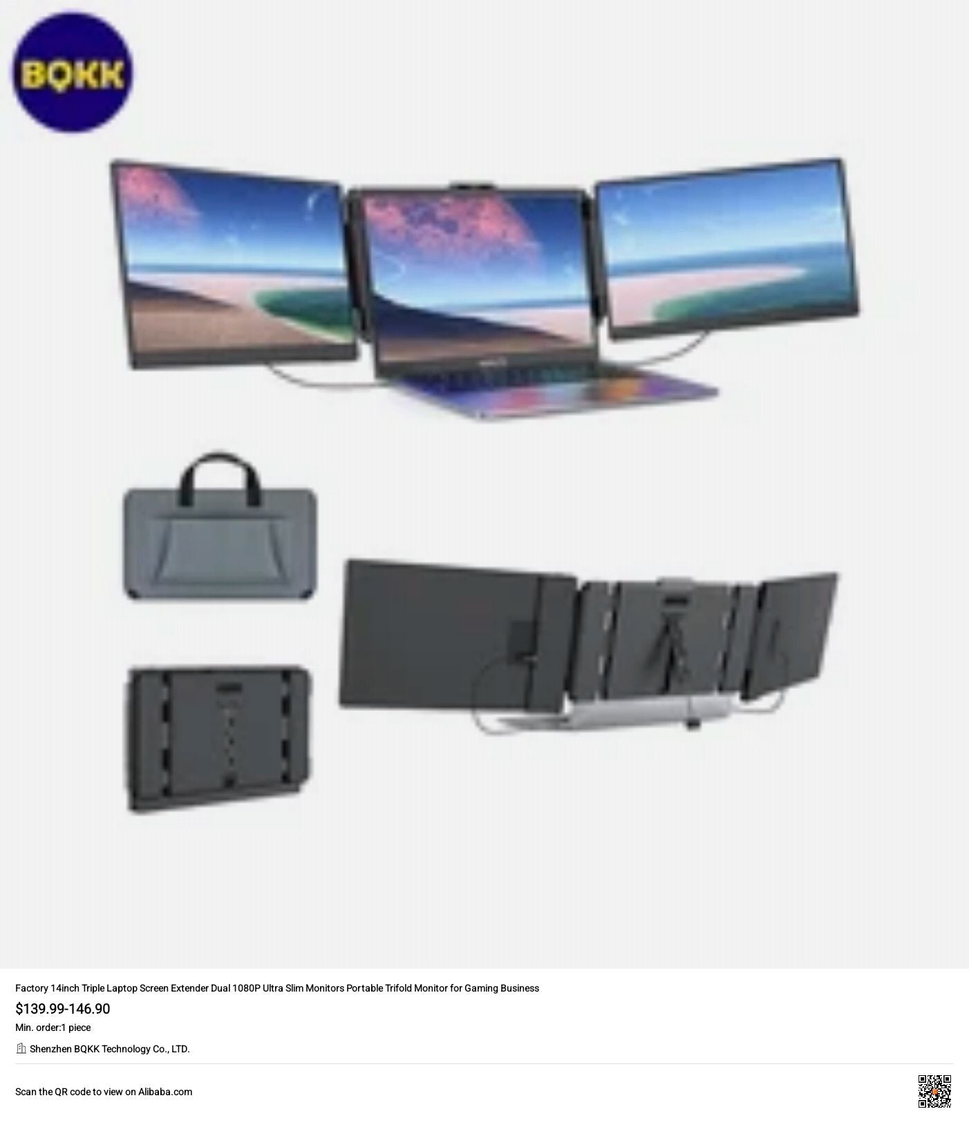 BOKK triple laptop screen extender with portable folding monitor on a white background 