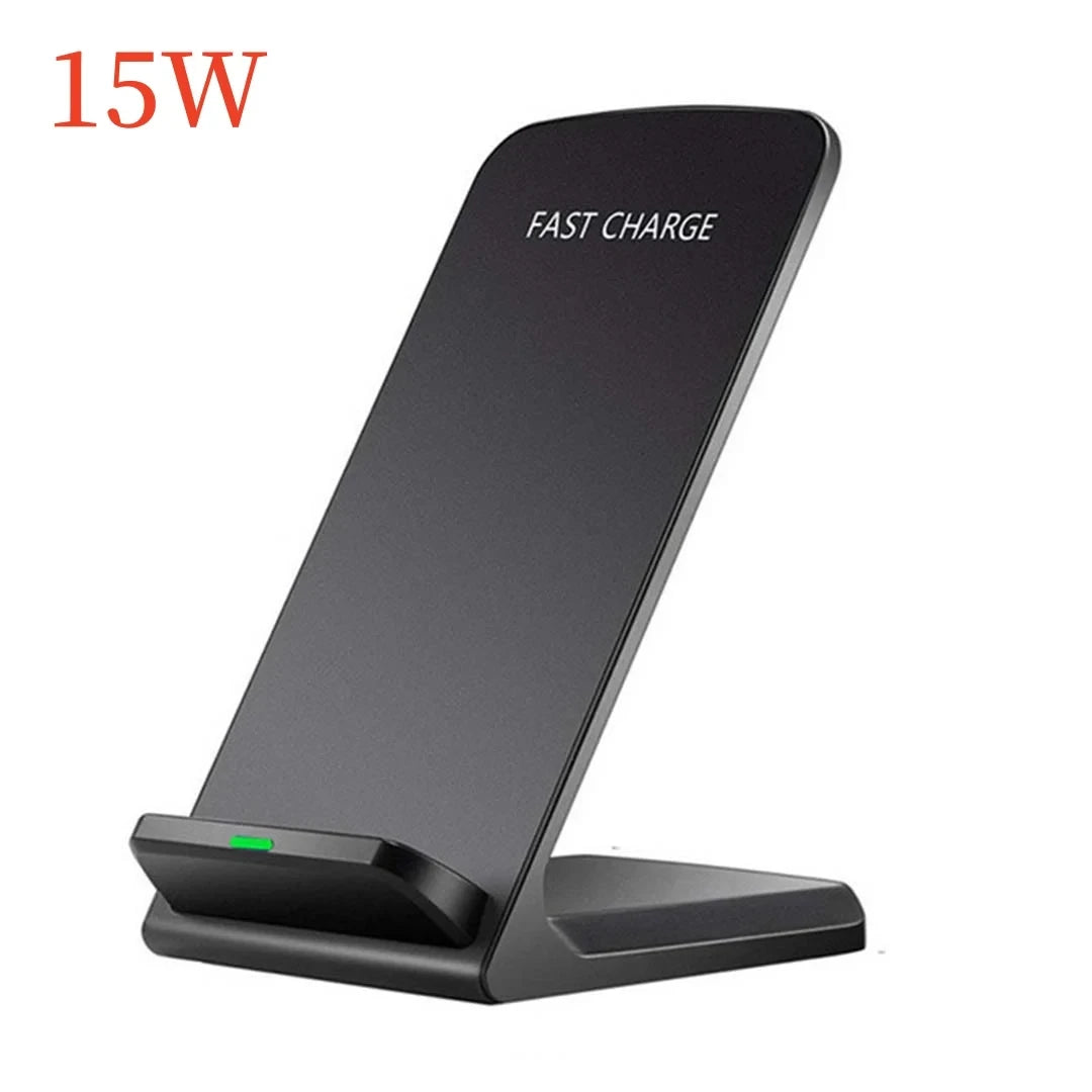 15W Wireless Charger Stand Pad For iPhone 15 14 13 12 11 Pro Max Samsung S24 Ultra Xiaomi Induction Fast Charging Dock Station