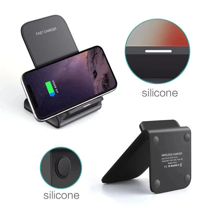 15W Wireless Charger Stand Pad For iPhone 15 14 13 12 11 Pro Max Samsung S24 Ultra Xiaomi Induction Fast Charging Dock Station