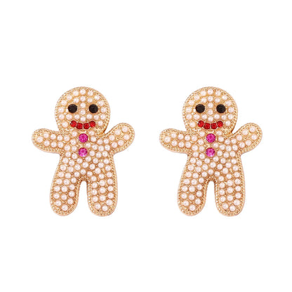 1 pair Cute gingerbread man pendant earrings for women Christmas jewelry gifts Party dress set women's decorative accessories