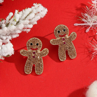 1 pair Cute gingerbread man pendant earrings for women Christmas jewelry gifts Party dress set women's decorative accessories