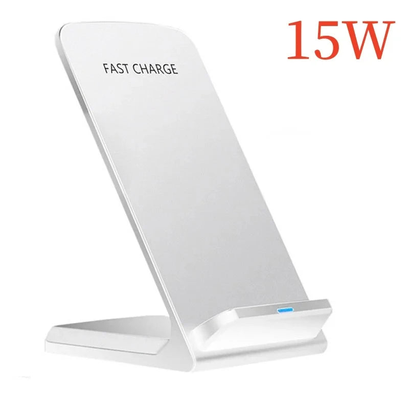 15W Wireless Charger Stand Pad For iPhone 15 14 13 12 11 Pro Max Samsung S24 Ultra Xiaomi Induction Fast Charging Dock Station