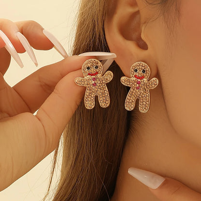 1 pair Cute gingerbread man pendant earrings for women Christmas jewelry gifts Party dress set women's decorative accessories