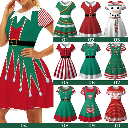 (Copy) Christmas Dress Women Winter Santa Printed Big Swing Dresses 50S 60S Vintage Female Xmas Party Dress Robe Rockabilly