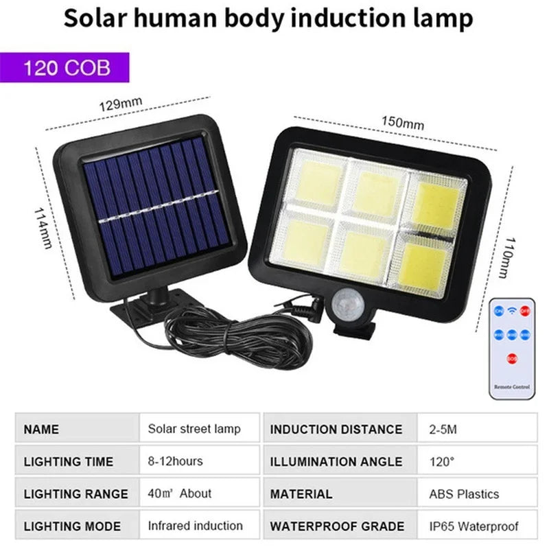 100/120/160COB Solar Split Wall Lamp 3 Mode Waterproof Motion Sensor Garden Street Lights Solar Lamp Garden Security Wall Light
