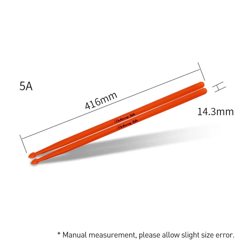 1 Pair 5A Nylon Drumsticks Colorful Plastic Drum Sticks With Non-Slip Handles Musical Instrument Accessories Percussion Tool