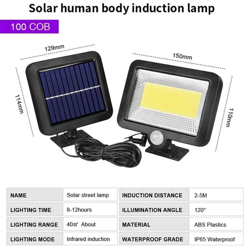 100/120/160COB Solar Split Wall Lamp 3 Mode Waterproof Motion Sensor Garden Street Lights Solar Lamp Garden Security Wall Light