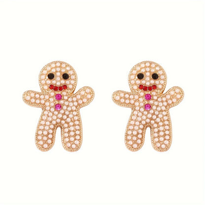 1 pair Cute gingerbread man pendant earrings for women Christmas jewelry gifts Party dress set women's decorative accessories