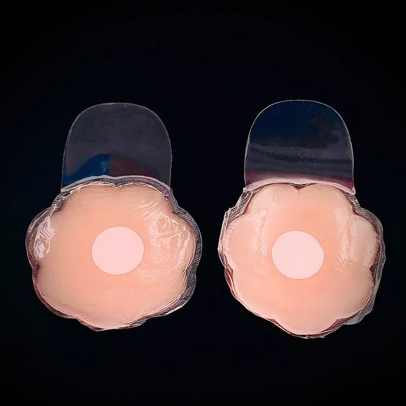 1 Pair Cool Reusable Self Adhesive Silicone Lift Up Breast Nipple Cover Bra Pad Invisible Breast Petals for Party Dress
