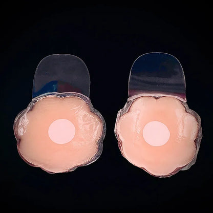 1 Pair Cool Reusable Self Adhesive Silicone Lift Up Breast Nipple Cover Bra Pad Invisible Breast Petals for Party Dress