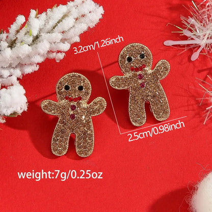 1 pair Cute gingerbread man pendant earrings for women Christmas jewelry gifts Party dress set women's decorative accessories