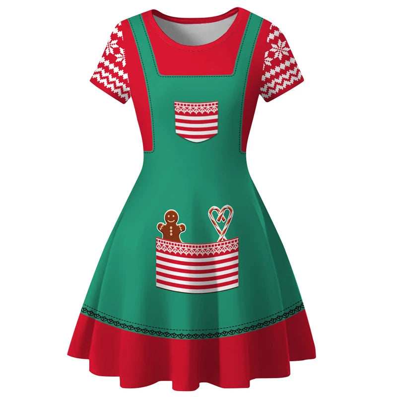 (Copy) Christmas Dress Women Winter Santa Printed Big Swing Dresses 50S 60S Vintage Female Xmas Party Dress Robe Rockabilly