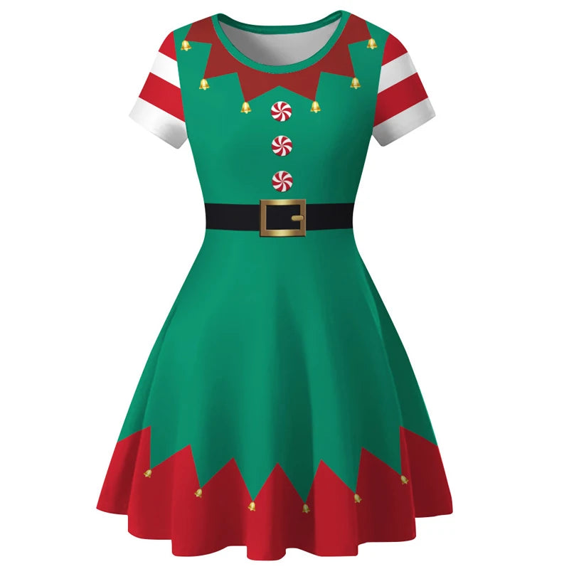 (Copy) Christmas Dress Women Winter Santa Printed Big Swing Dresses 50S 60S Vintage Female Xmas Party Dress Robe Rockabilly